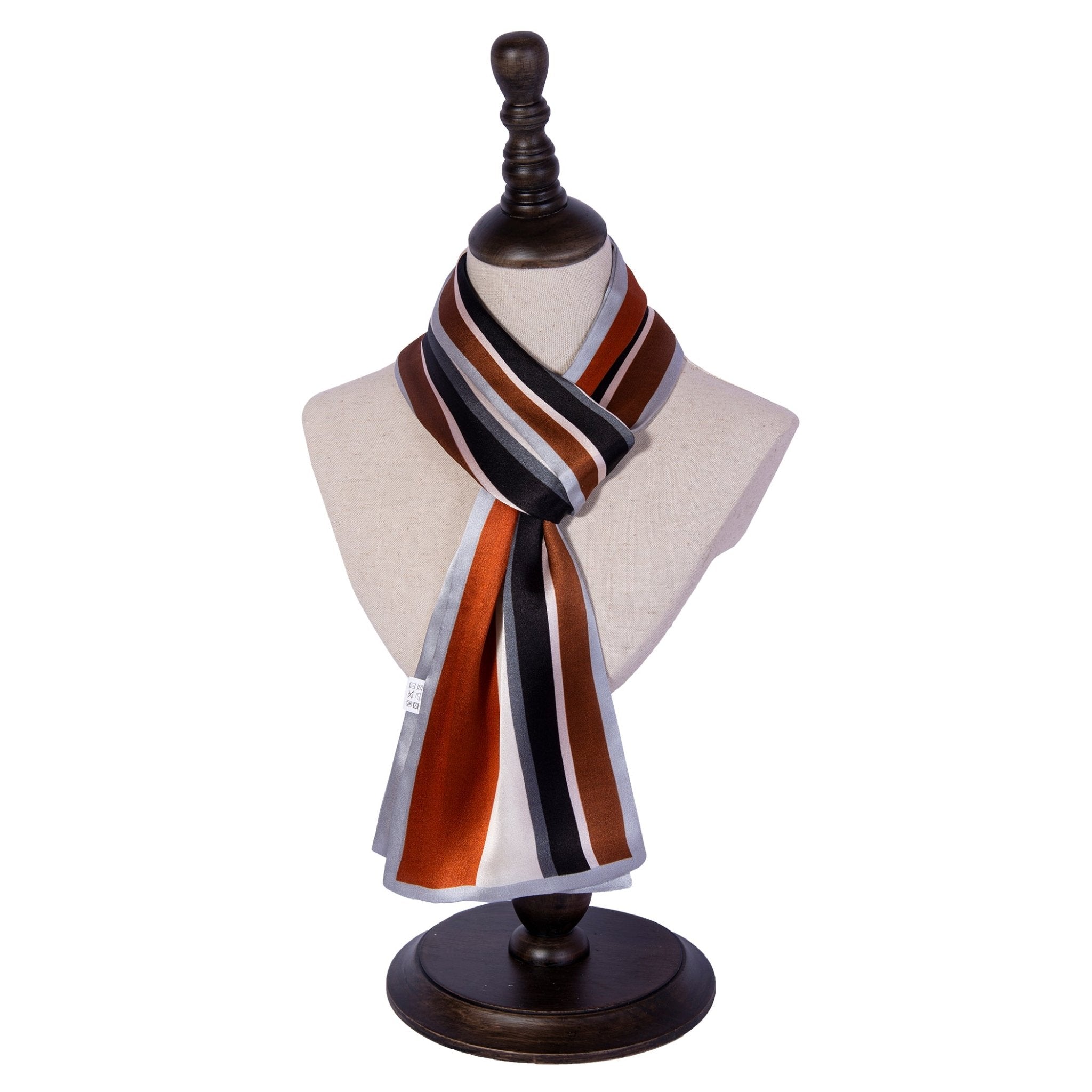 Color Strips Narrow Long Silk Scarf - SusanSilk...