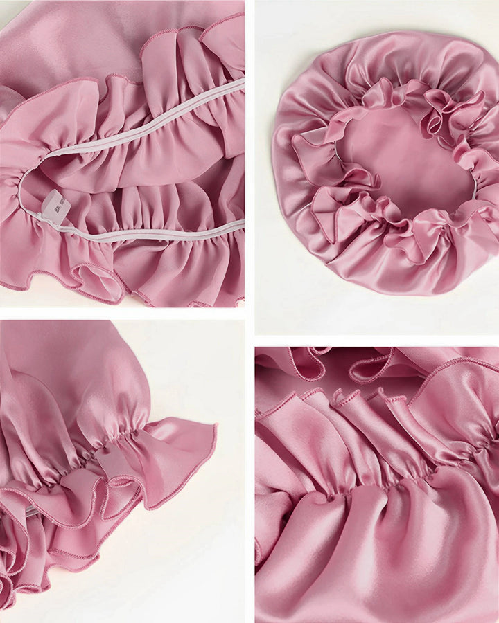 19 Momme Garnet Flower Silk Bonnet