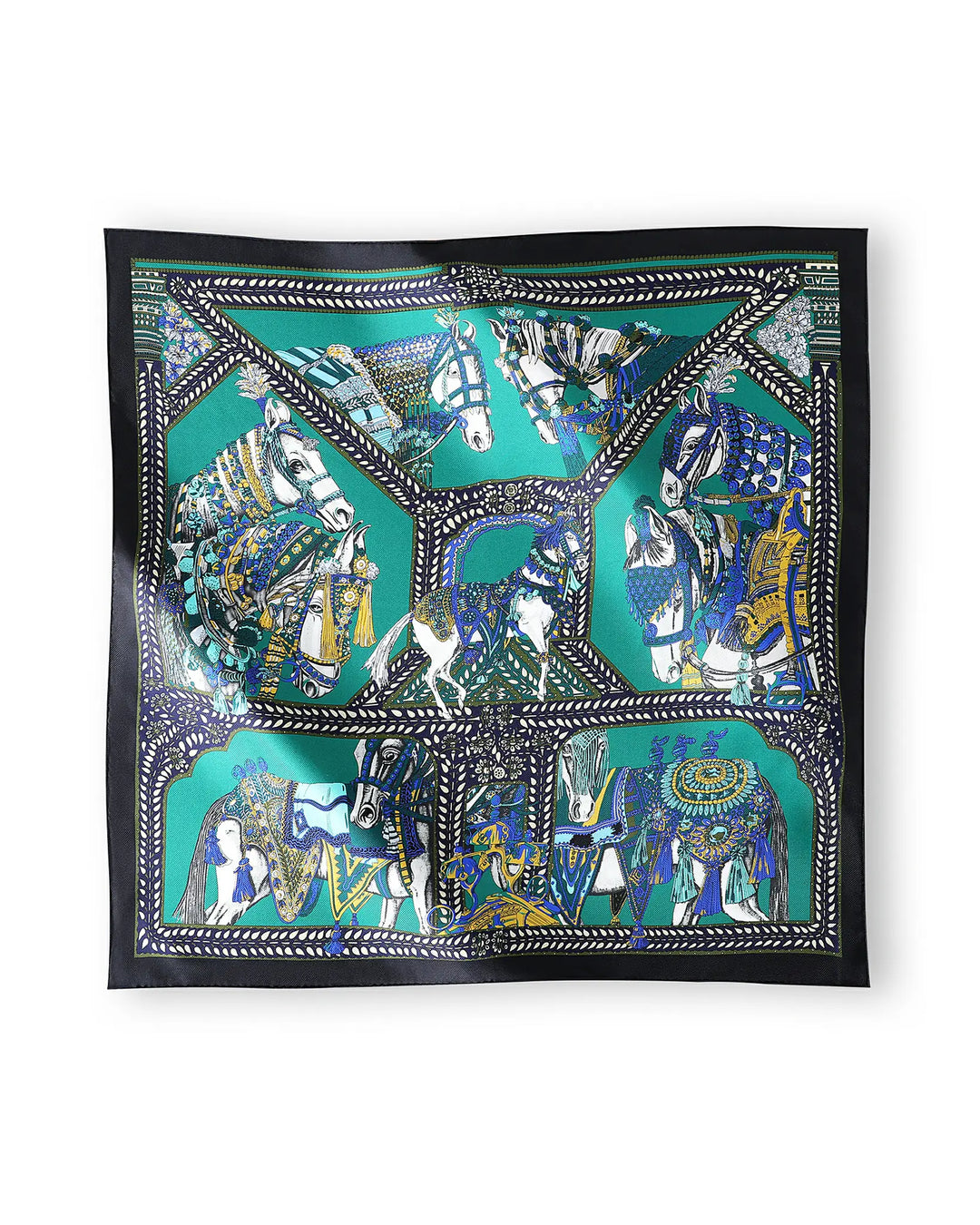 Decorative pillow with horse pattern on a white background