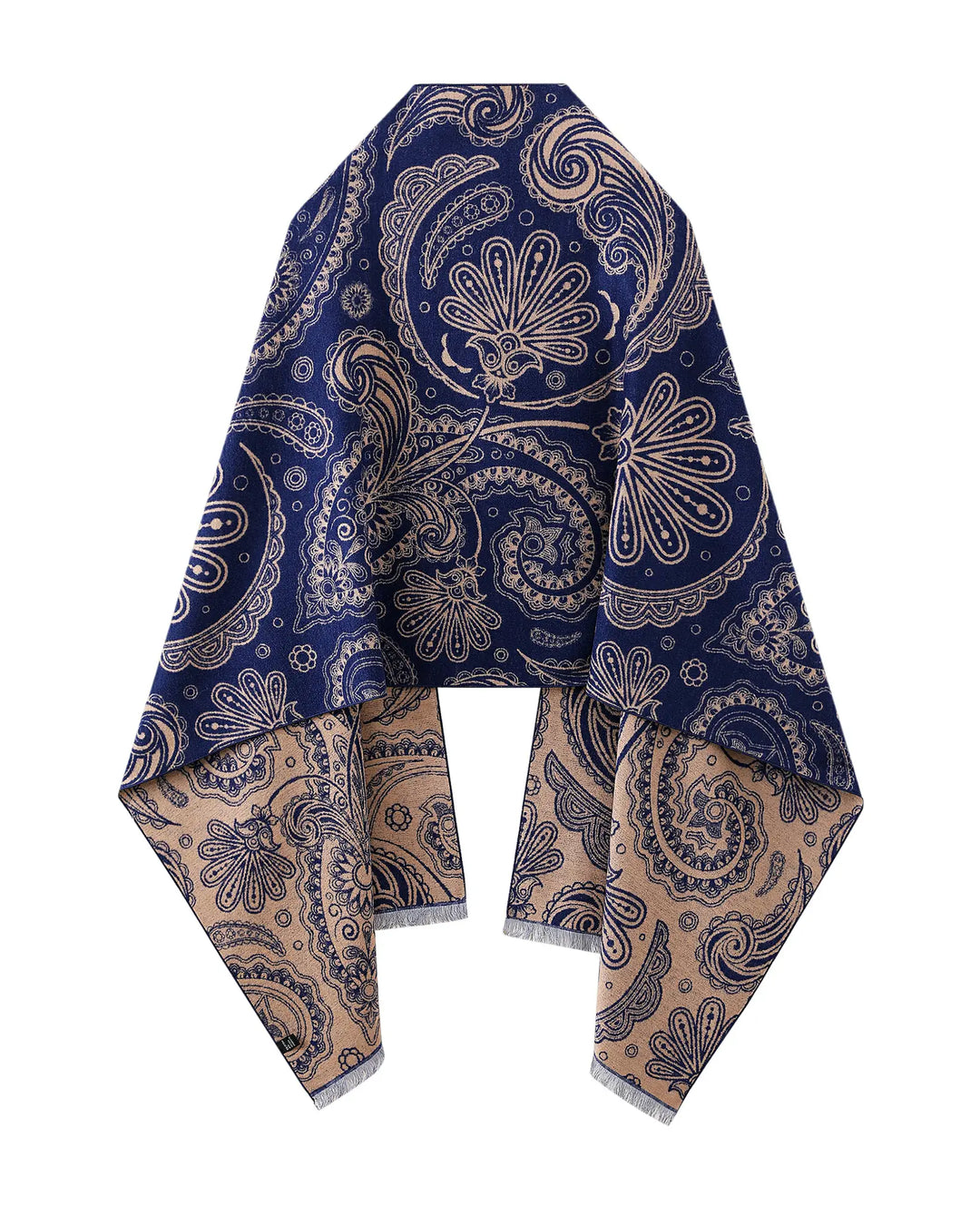 100% Brushed Mulberry Silk Shawl-Navy Muse