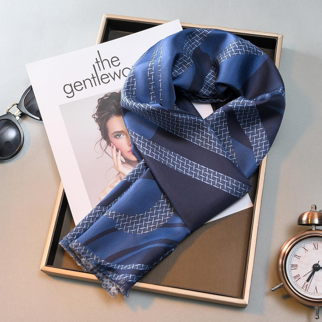 Luxurious Men's Silk Twill Scarf- Dreamy Blue - SusanSilkLong Silk Twill Scarfoblong_scarf_for_men