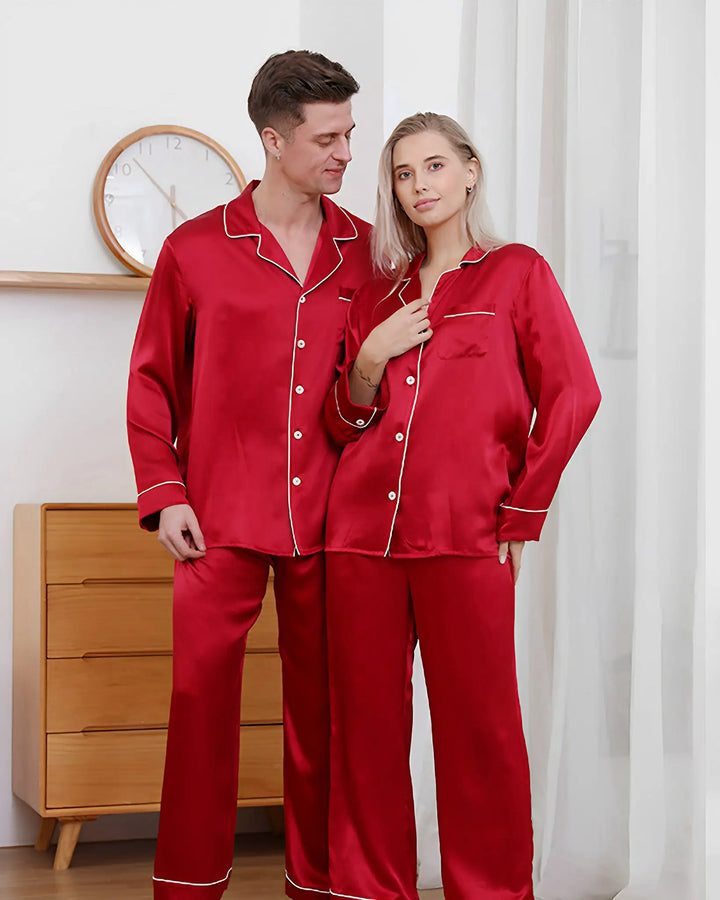 22 Momme Couple's Silk Pajamas Set Christmas Limited Style