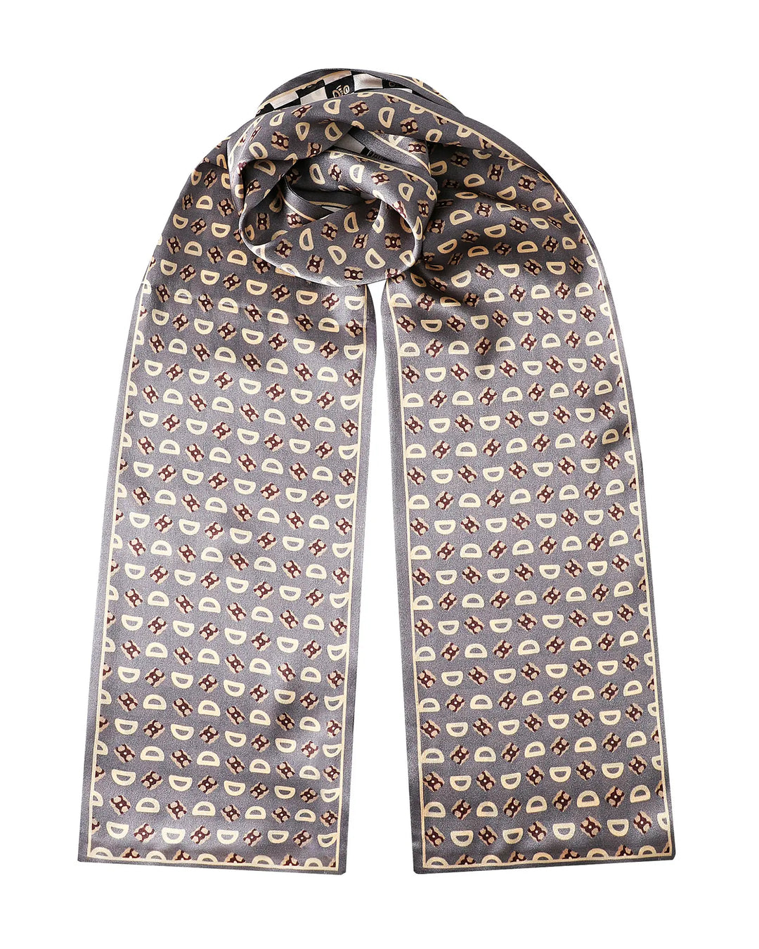 Patterned scarf with geometric design on a white background