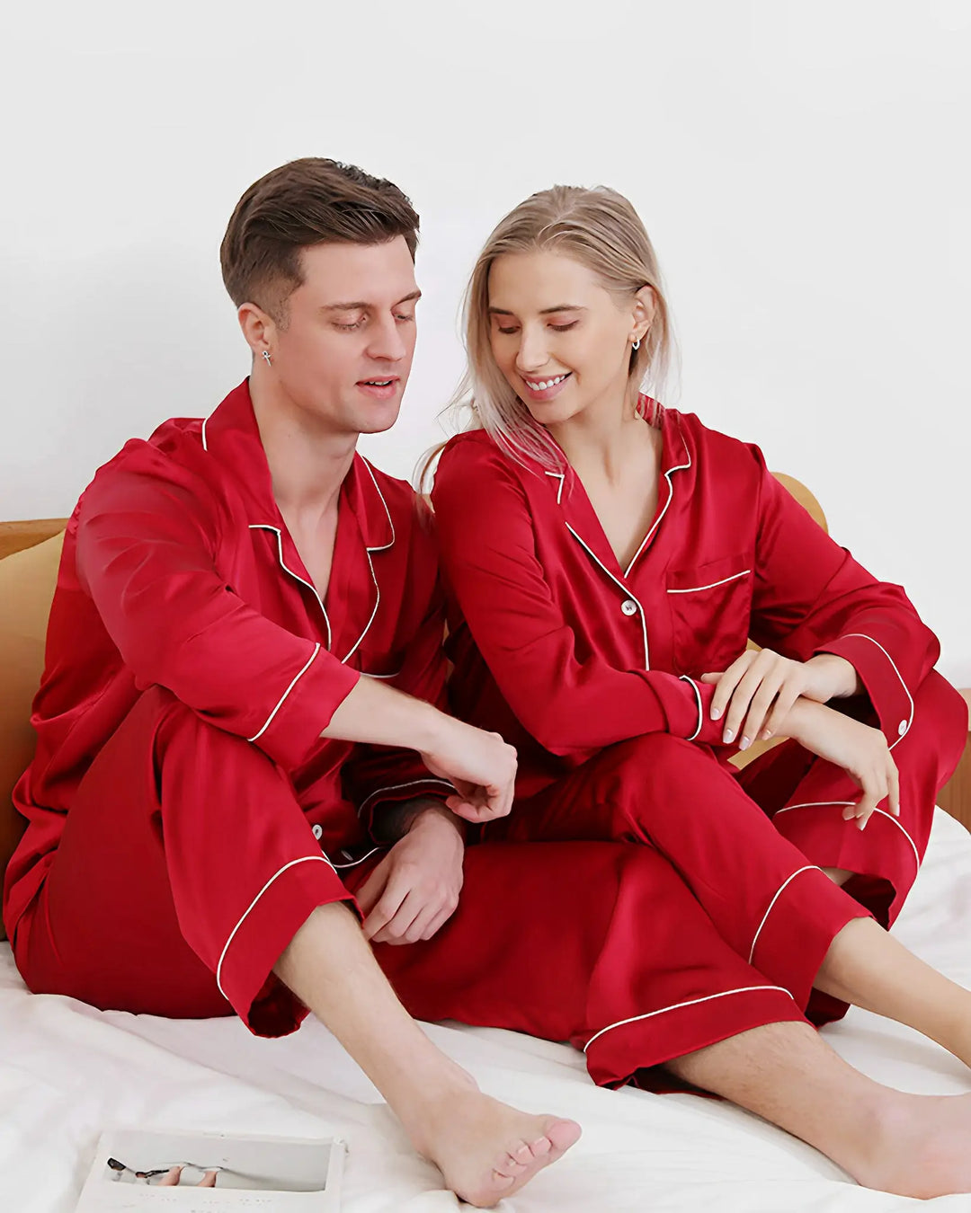 22 Momme Couple's Silk Pajamas Set Christmas Limited Style