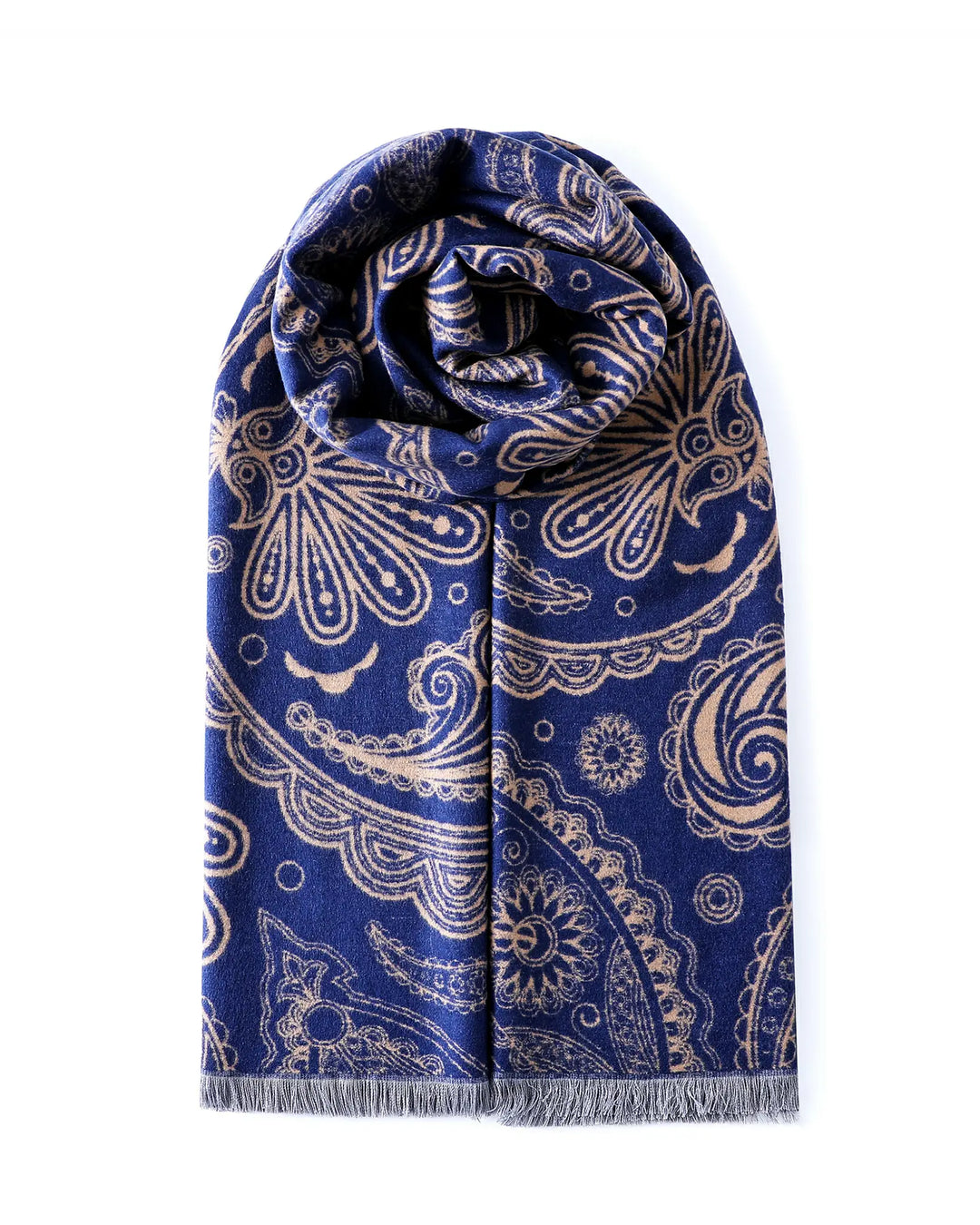 100% Brushed Mulberry Silk Shawl-Navy Muse