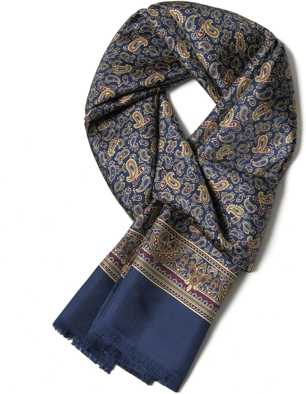 【美品】visvim SILK SCARF シルクスカーフ　NAVY ネイビー Paisley Men's Silk Twill Scarf -Navy - SusanSilk