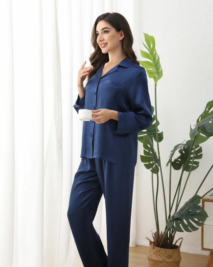 Adjustable Drawstring Waist Pants: Soft, adjustable waist ties flatter every silhouette for a customizable fit that combines comfort with effortless elegance.#color_navy-blue