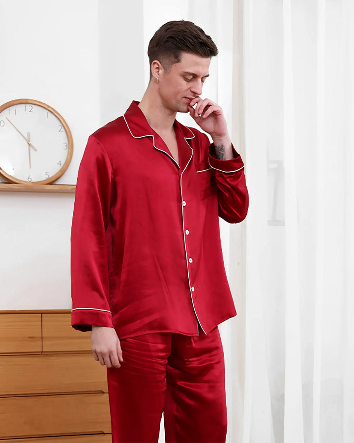 22 Momme Couple's Silk Pajamas Set Christmas Limited Style