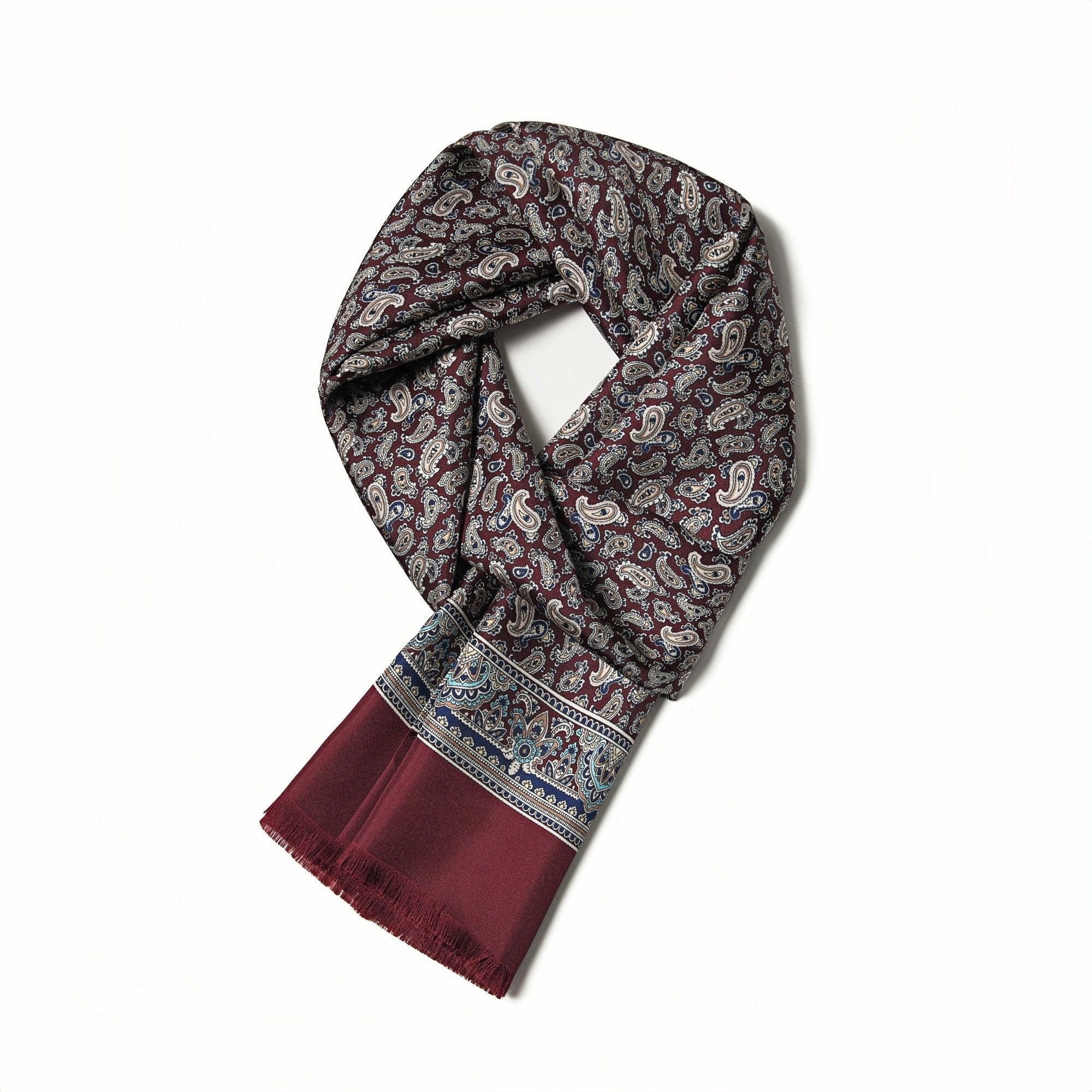 Paisley Men's Silk Twill Scarf -Navy - SusanSilk