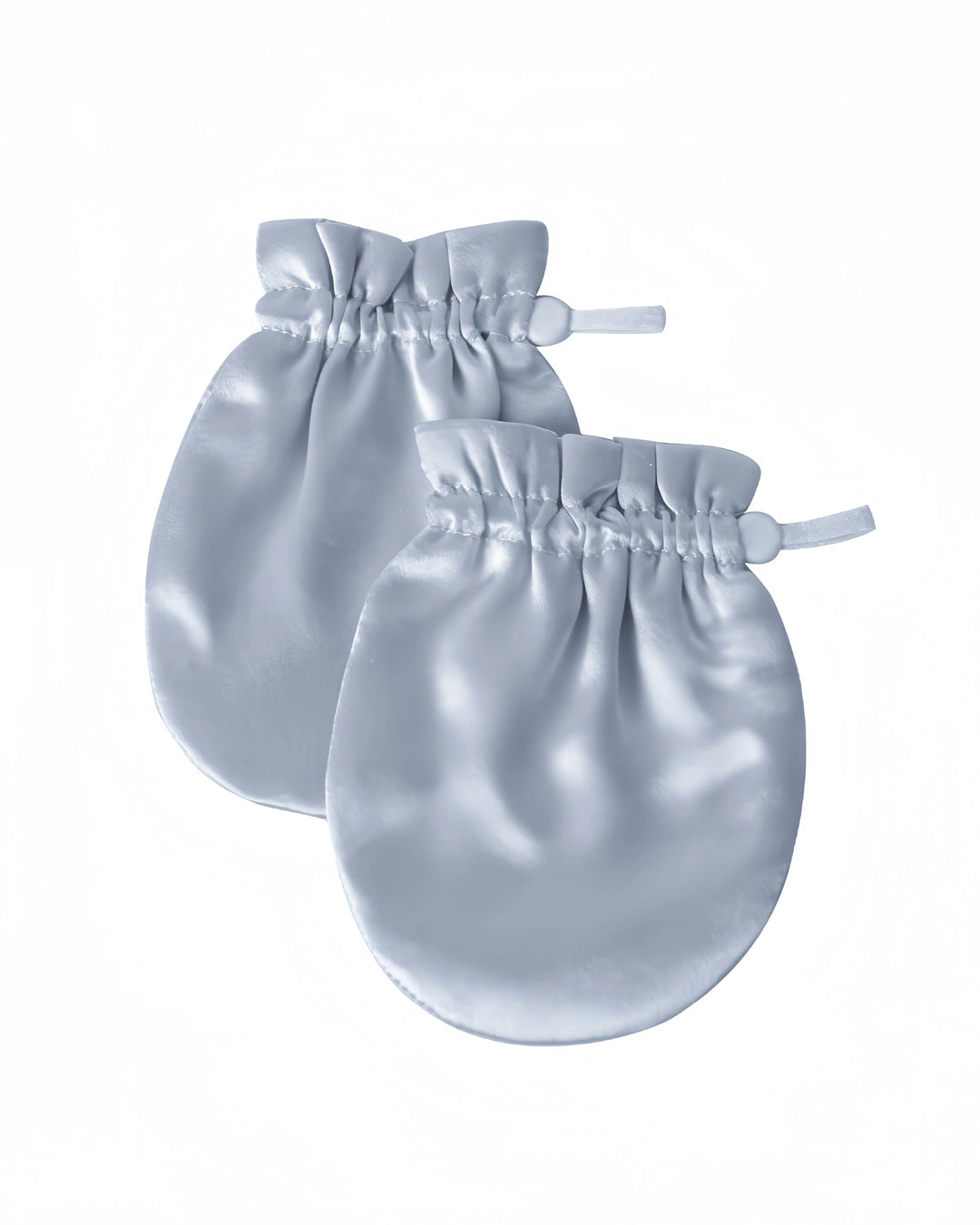 19 momme baby silk gloves laid flat on a light background, showcasing anti-face grabbing design for everyday baby care.