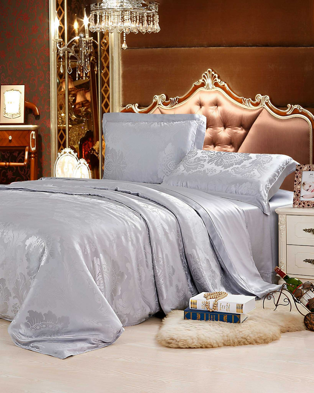 25 Momme Luxury Seamless 4pcs Pure Mulberry Silk Bedding Set with 1 fi