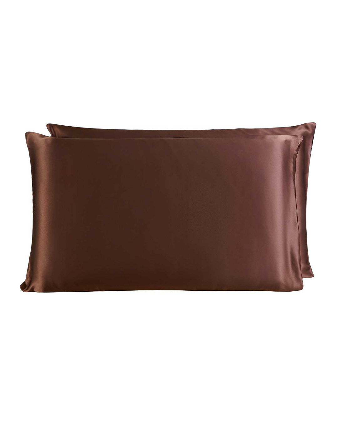 Two 19 Momme Silk Pillowcase Zippers by SusanSilk in brown are laid out side by side.