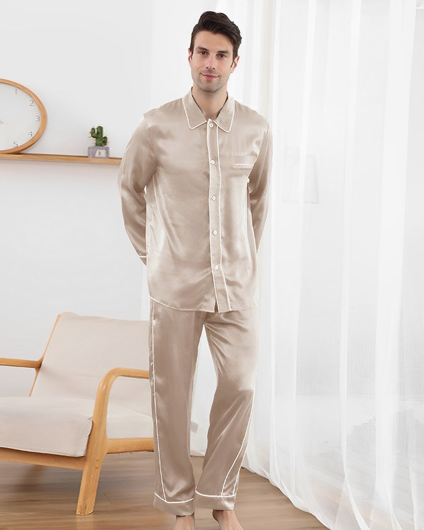 22 Momme Supreme Silk Pajamas Set with Double Row Piping