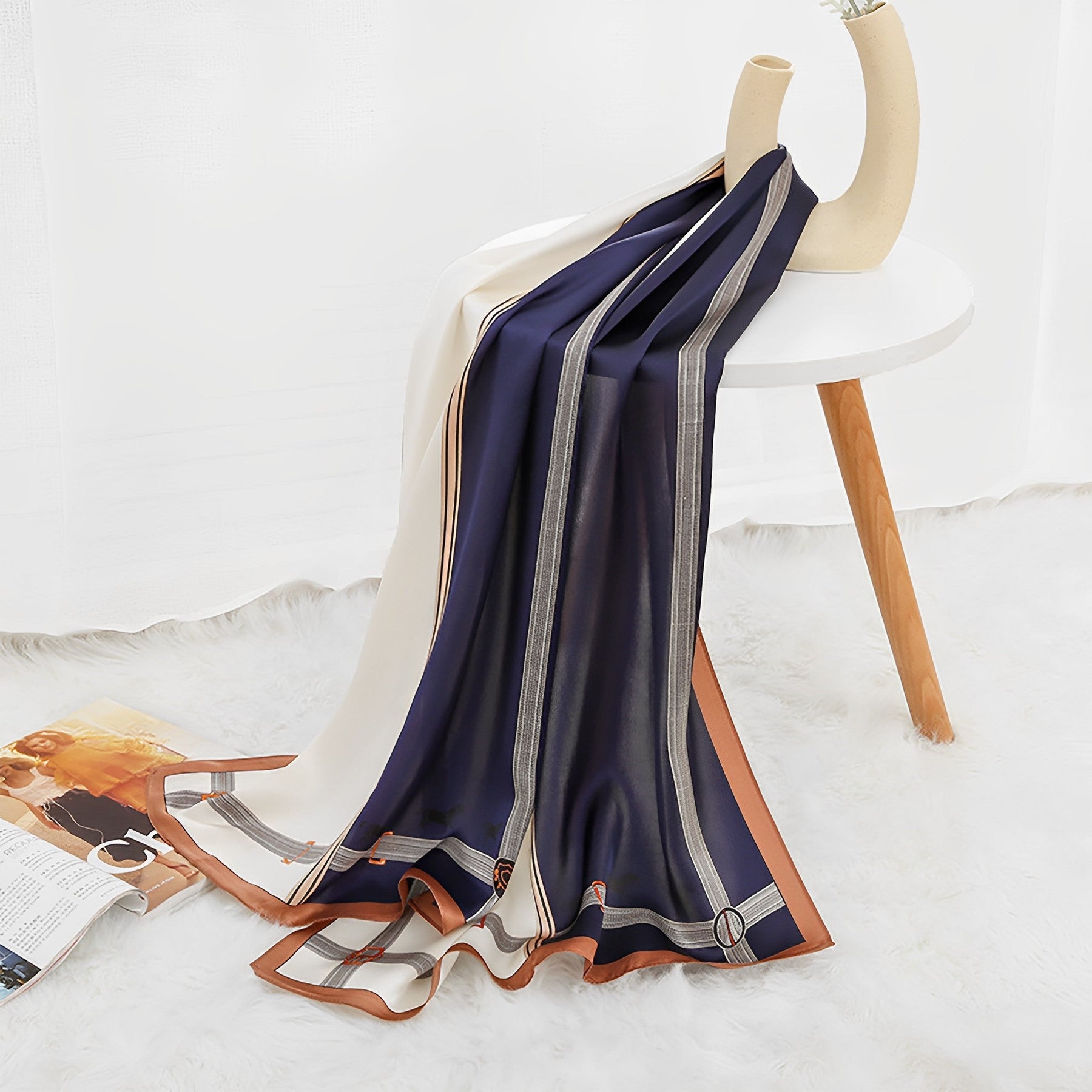 Color Blocking Long Silk Crepe Scarf - SusanSilk...