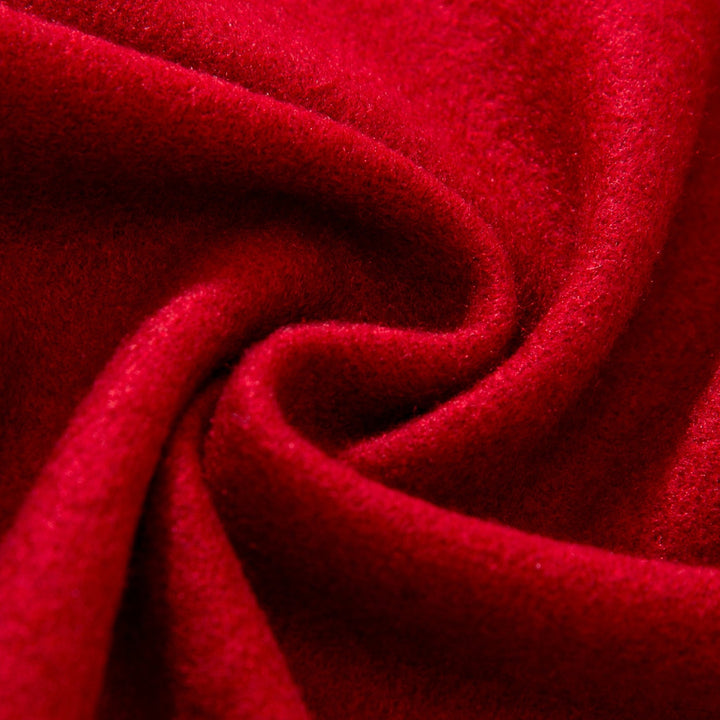 Close-up of the Geometric Pattern Long Silk Brushed Scarf in Garnet by SusanSilk, highlighting its soft texture and swirling folds.